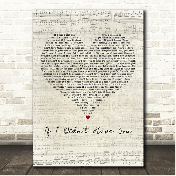 Billy Crystal and John Goodman If I Didn't Have You Script Heart Song Lyric Print
