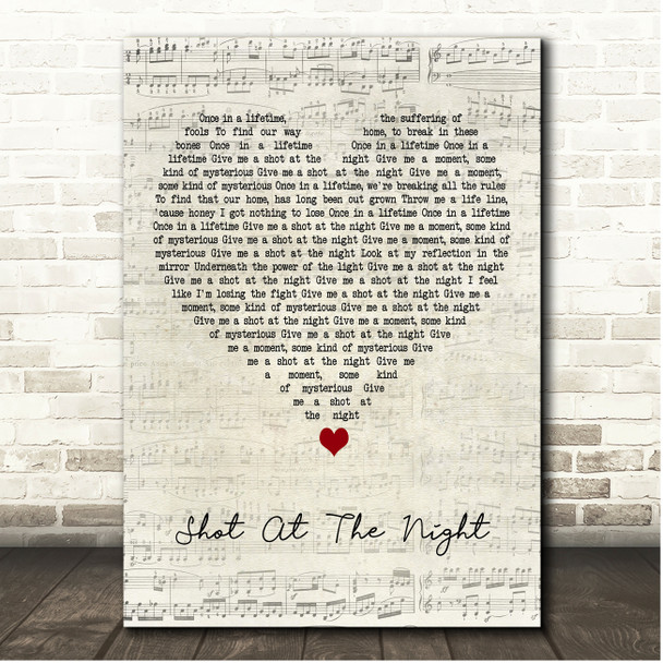 The Killers Shot At The Night Script Heart Song Lyric Print