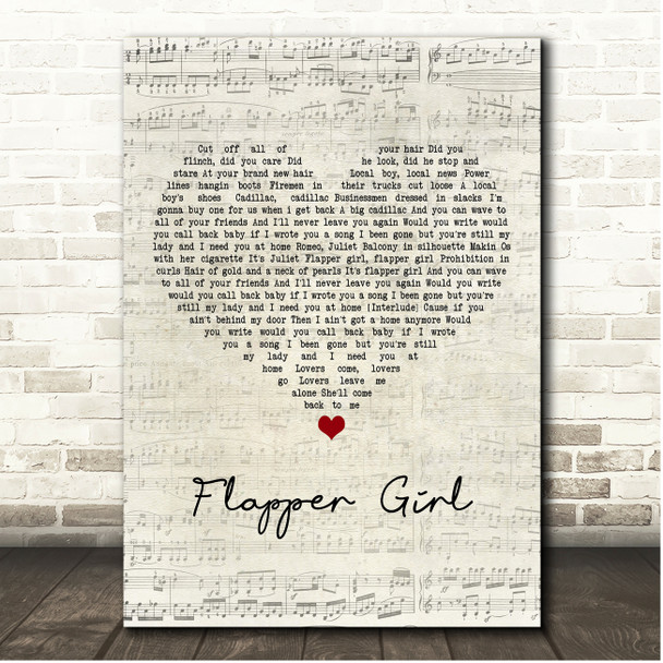 The Lumineers Flapper Girl Script Heart Song Lyric Print