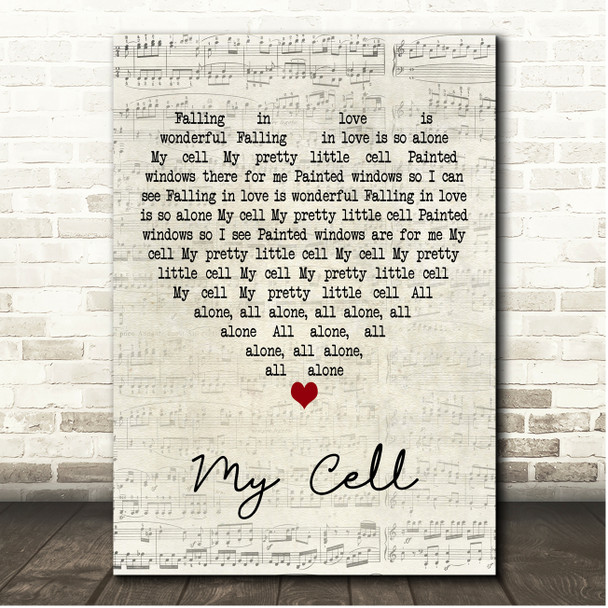 The Lumineers My Cell Script Heart Song Lyric Print