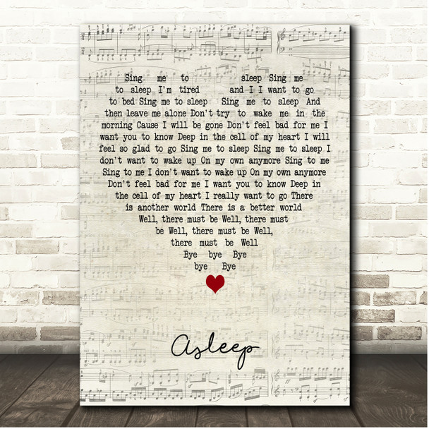 The Smiths Asleep Script Heart Song Lyric Print