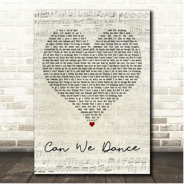 The Vamps Can We Dance Script Heart Song Lyric Print