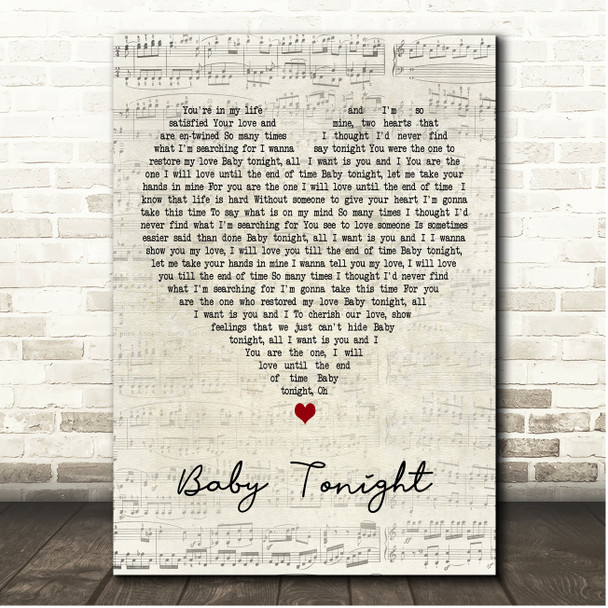 Bitty McLean Baby Tonight Script Heart Song Lyric Print