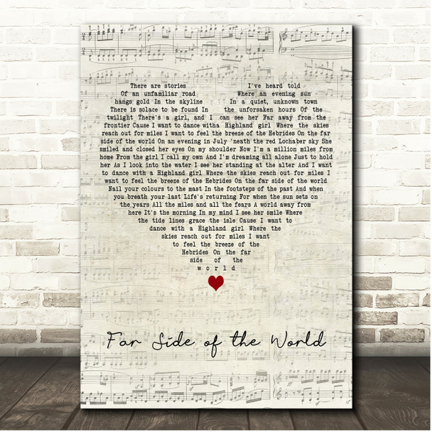 Tide Lines Far Side of the World Script Heart Song Lyric Print