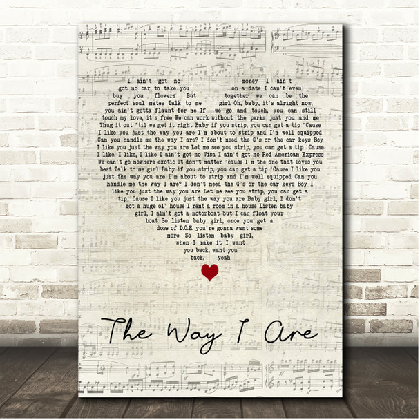 Timbaland The Way I Are Script Heart Song Lyric Print