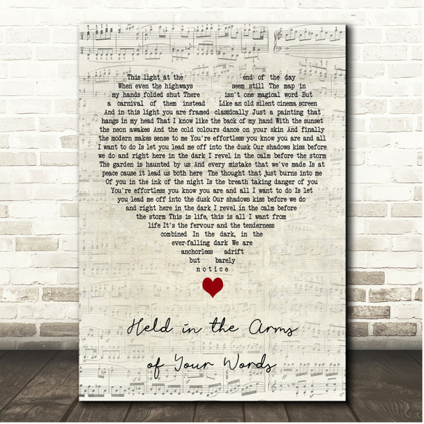 Tired Pony Held in the Arms of Your Words Script Heart Song Lyric Print