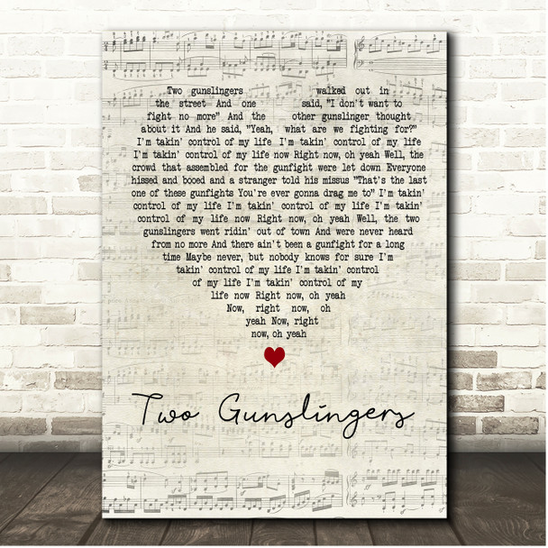 Tom Petty and the Heartbreakers Two Gunslingers Script Heart Song Lyric Print