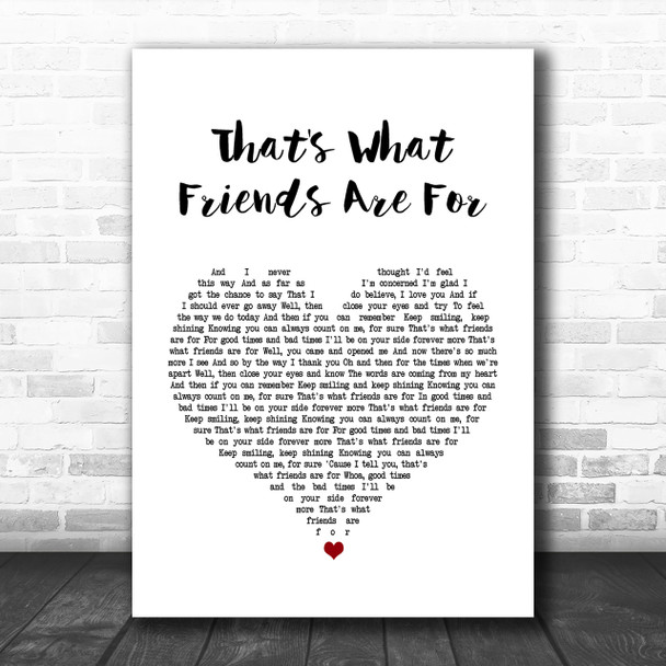 Rod Stewart That's What Friends Are For White Heart Song Lyric Music Wall Art Print