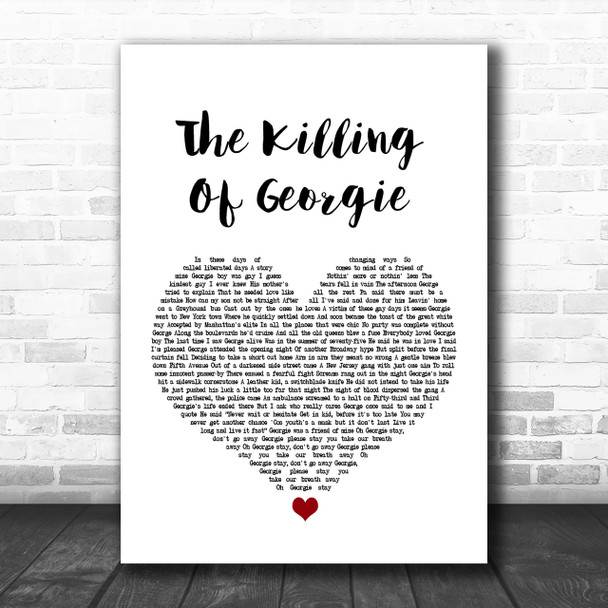 Rod Stewart The Killing Of Georgie White Heart Song Lyric Music Wall Art Print