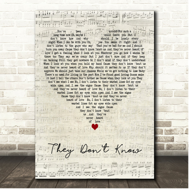 Tracey Ullman They Dont Know Script Heart Song Lyric Print