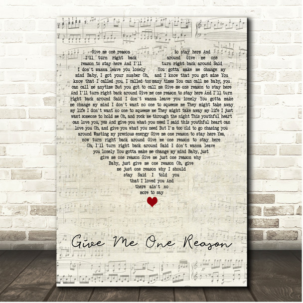 Tracy Chapman Give Me One Reason Script Heart Song Lyric Print