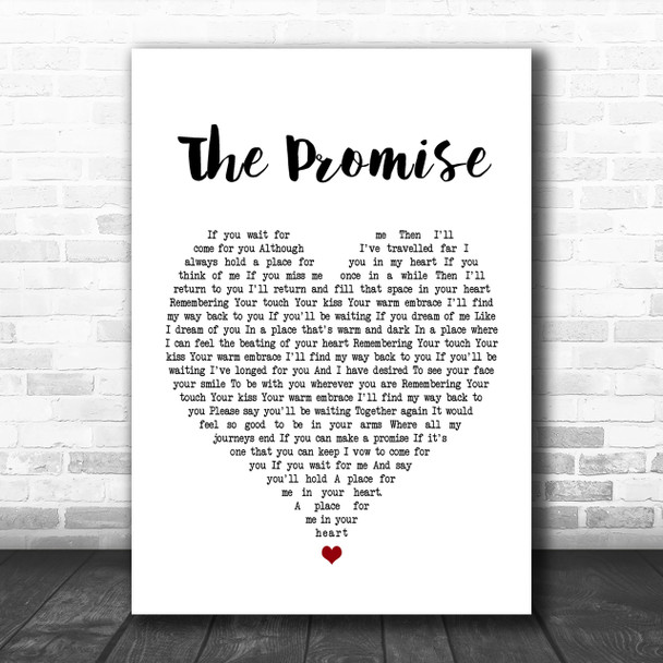 Tracy Chapman The Promise White Heart Song Lyric Music Wall Art Print