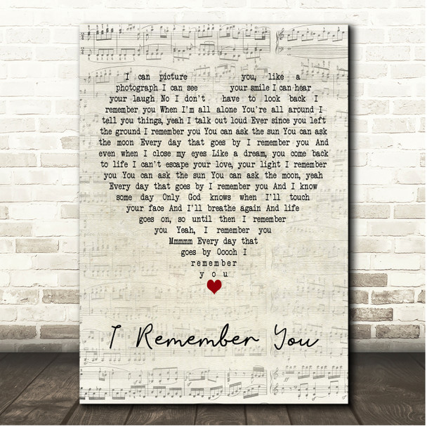 Trisha Yearwood I Remember You Script Heart Song Lyric Print