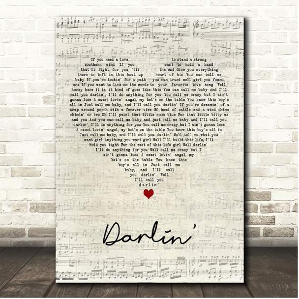 Triston Marez Darlin' Script Heart Song Lyric Print