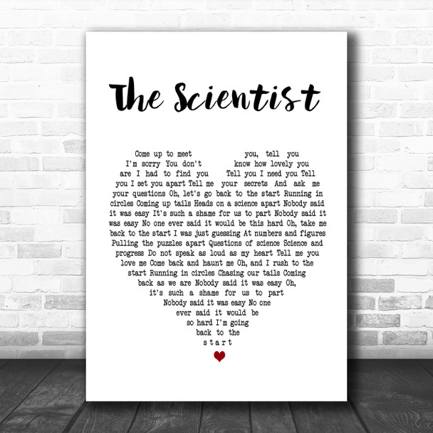 Coldplay The Scientist Heart Song Lyric Music Wall Art Print