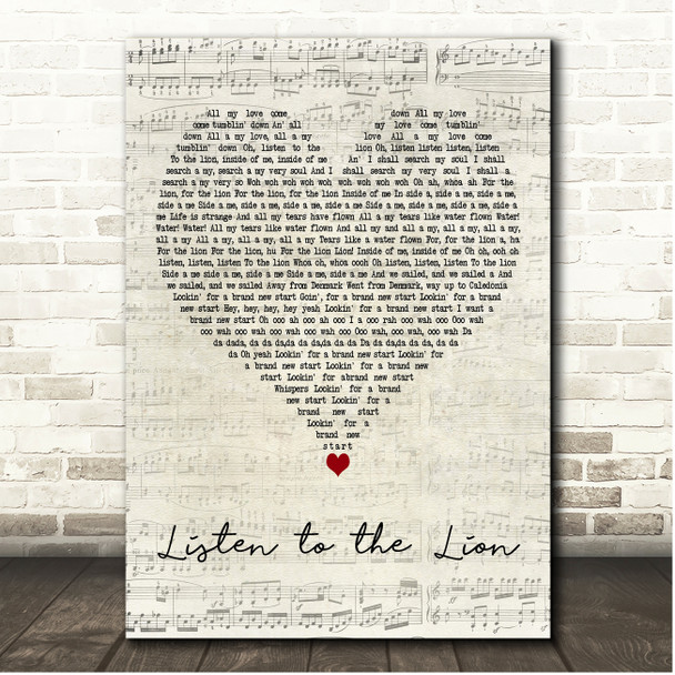 Van Morrison Listen to the Lion Script Heart Song Lyric Print
