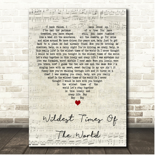 Vonda Shepard Wildest Times Of The World Script Heart Song Lyric Print