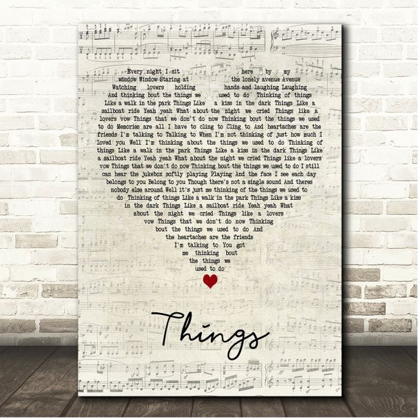 Bobby Darin Things Script Heart Song Lyric Print