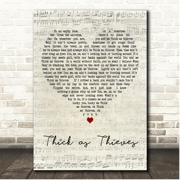 Bon Jovi Thick As Thieves Script Heart Song Lyric Print