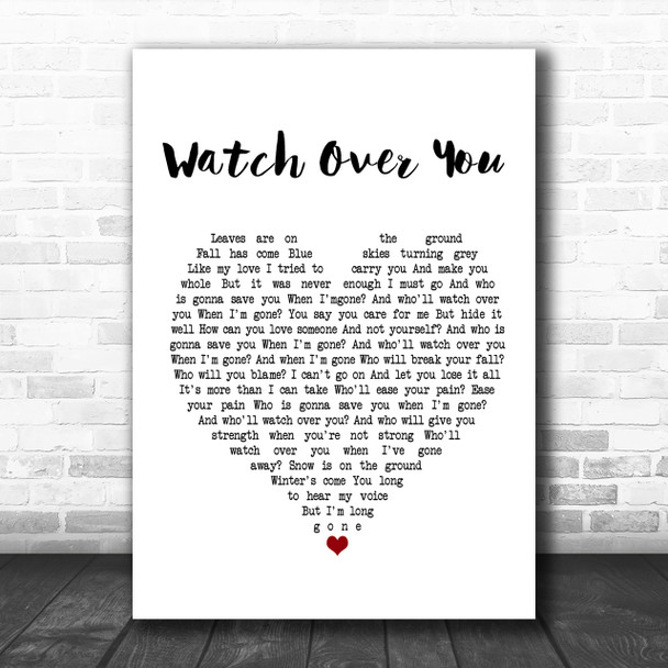 Alter Bridge Watch Over You White Heart Song Lyric Music Wall Art Print