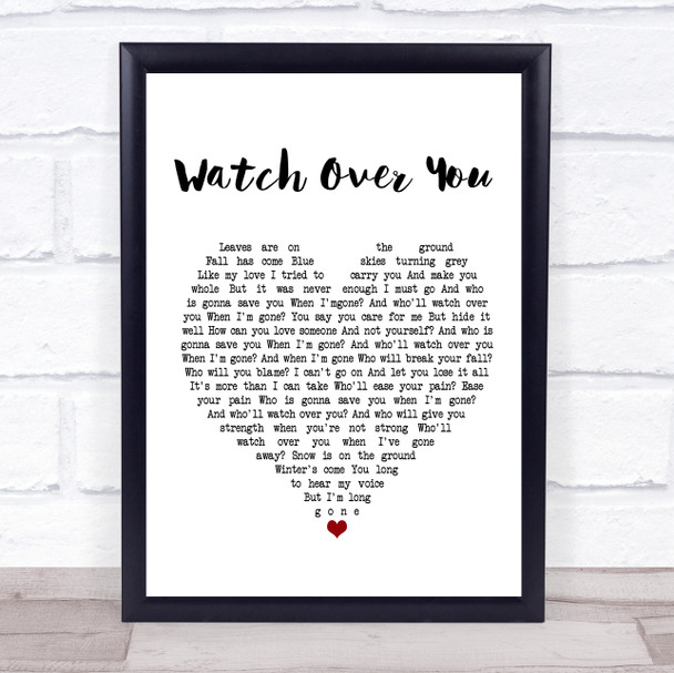 Alter Bridge Watch Over You White Heart Song Lyric Music Wall Art Print