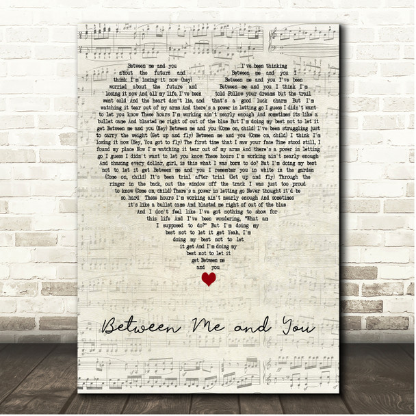 Brandon Flowers Between Me and You Script Heart Song Lyric Print