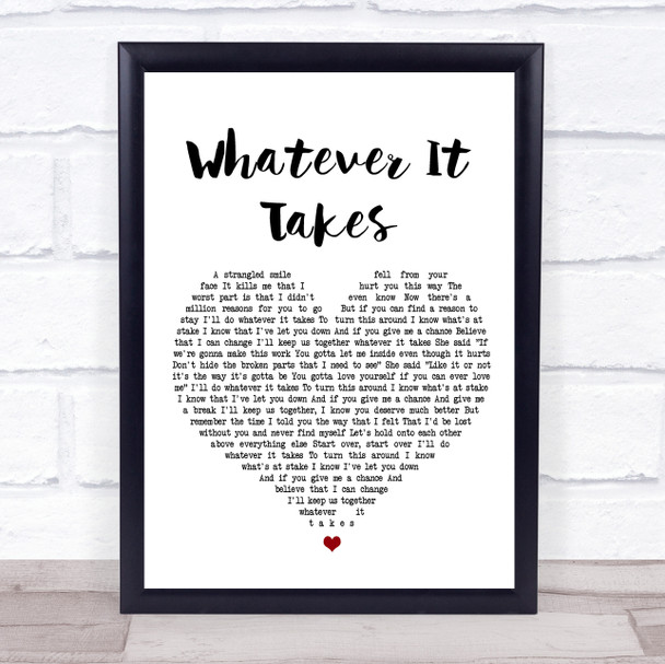 Lifehouse Whatever It Takes White Heart Song Lyric Music Wall Art Print