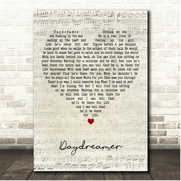 Adele Daydreamer Script Heart Song Lyric Print