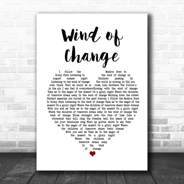 Scorpions Wind of Change White Heart Song Lyric Music Wall Art Print