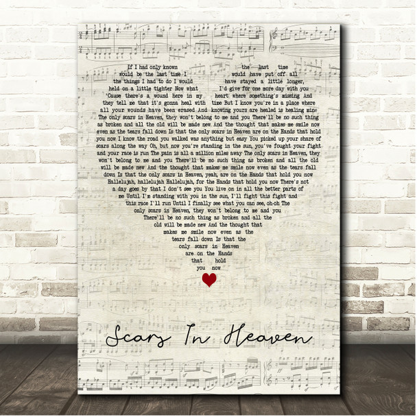 Casting Crowns Scars In Heaven Script Heart Song Lyric Print