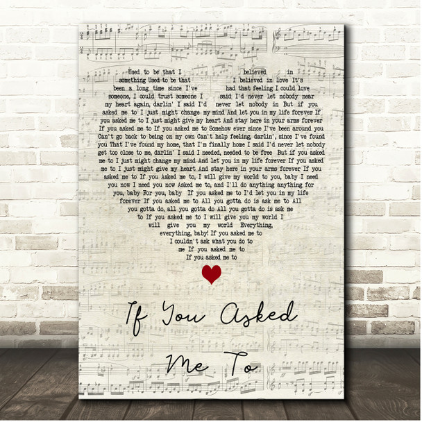 Céline Dion If You Asked Me To Script Heart Song Lyric Print