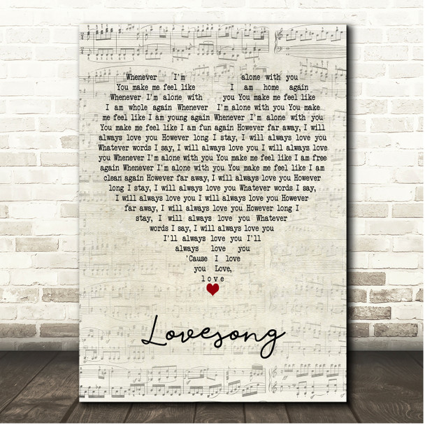 Adele Lovesong Script Heart Song Lyric Print
