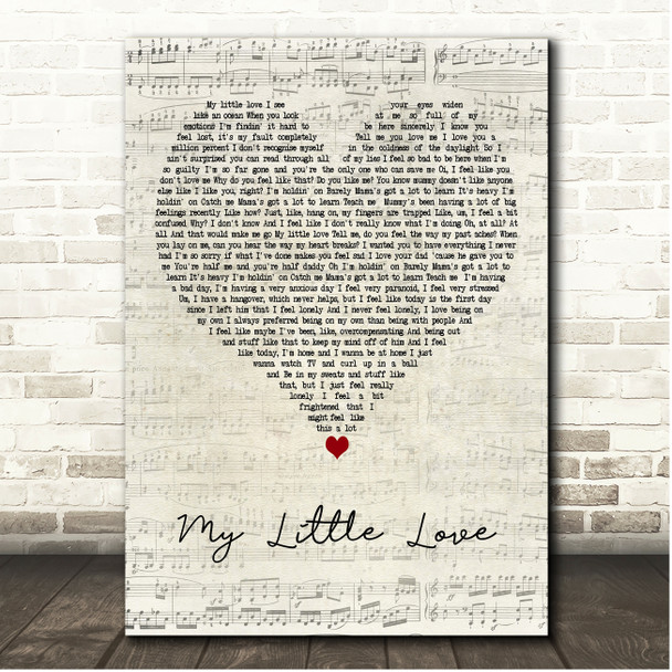Adele My Little Love Script Heart Song Lyric Print