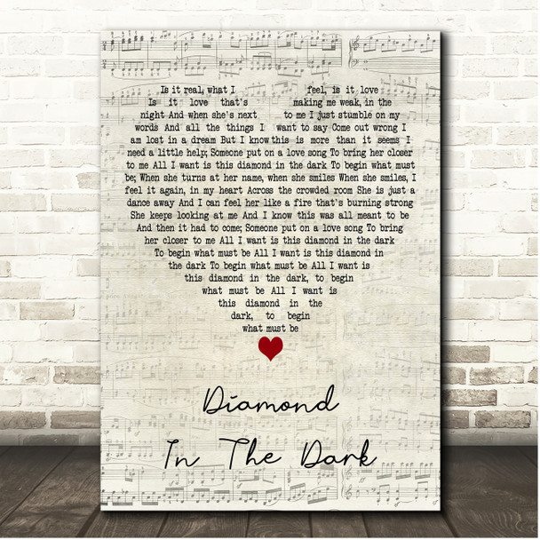 Chris De Burgh Diamond In The Dark Script Heart Song Lyric Print