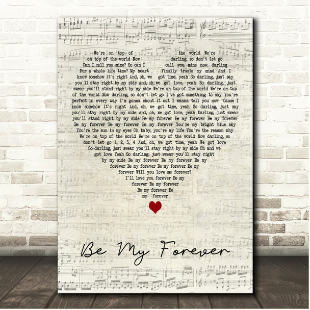 Christina Perri Be My Forever Script Heart Song Lyric Print