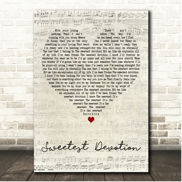 Adele Sweetest Devotion Script Heart Song Lyric Print