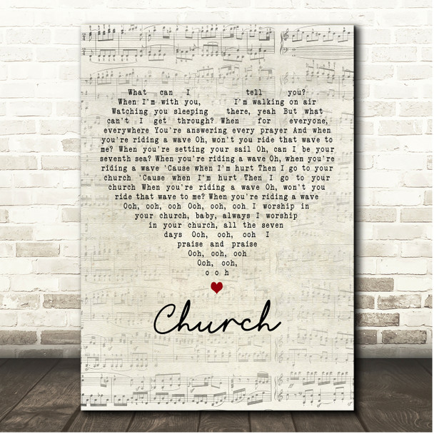 Coldplay Church Script Heart Song Lyric Print
