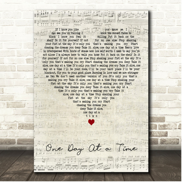 Courteeners One Day At a Time Script Heart Song Lyric Print