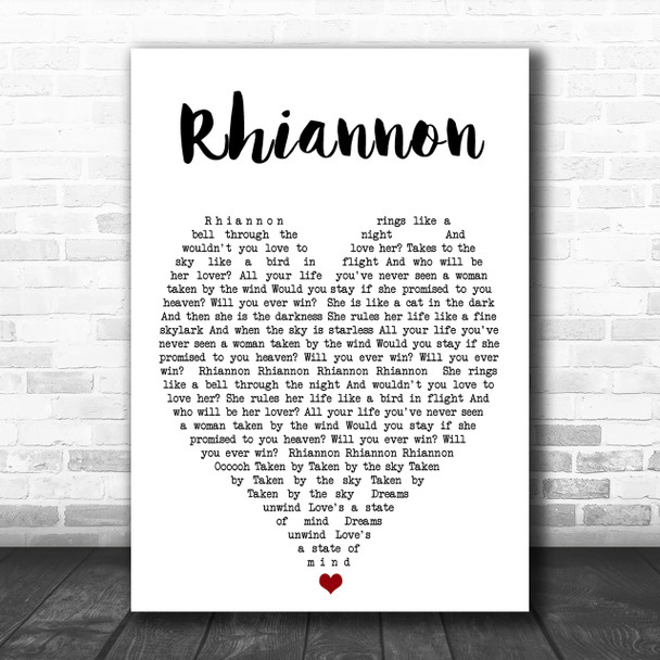 Rhiannon Fleetwood Mac Song Lyric Heart Music Wall Art Print