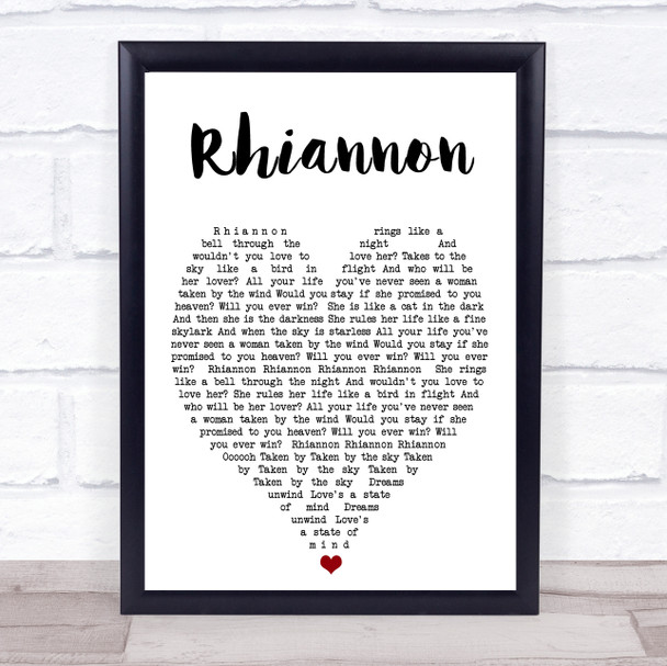 Rhiannon Fleetwood Mac Song Lyric Heart Music Wall Art Print