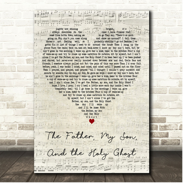 Craig Morgan The Father, My Son, And the Holy Ghost Script Heart Song Lyric Print