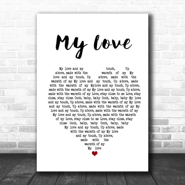 Route 94 Ft Jess Glynne My Love White Heart Song Lyric Music Wall Art Print