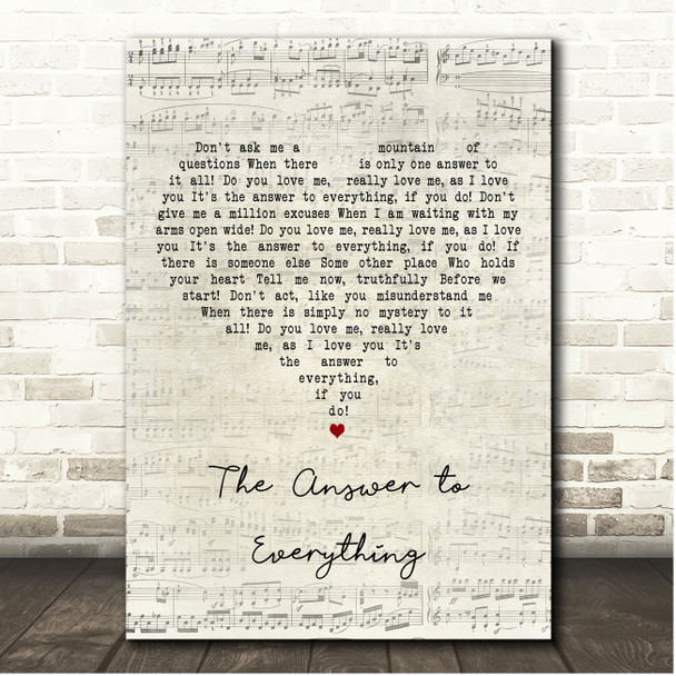 Del Shannon The Answer to Everything Script Heart Song Lyric Print