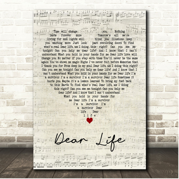 Delta Goodrem Dear Life Script Heart Song Lyric Print