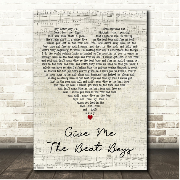 Doobie Brothers Give Me The Beat Boys Script Heart Song Lyric Print