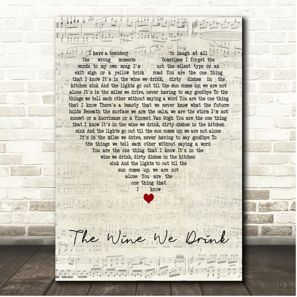 Drew Holcomb & The Neighbors The Wine We Drink Script Heart Song Lyric Print