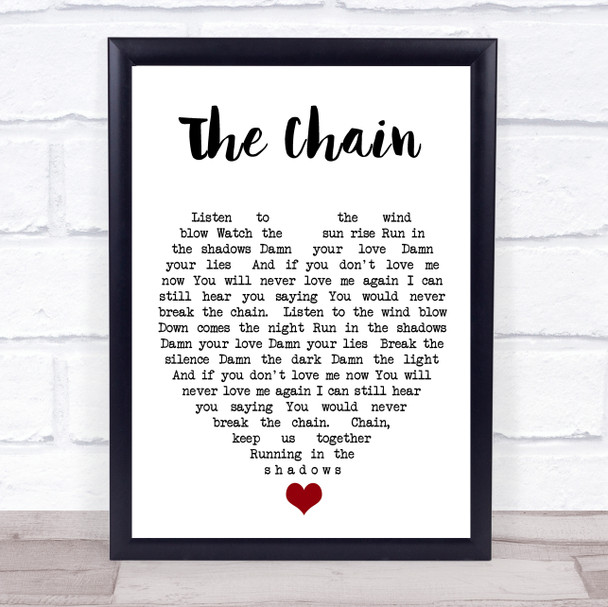 The Chain Fleetwood Mac Song Lyric Heart Music Wall Art Print