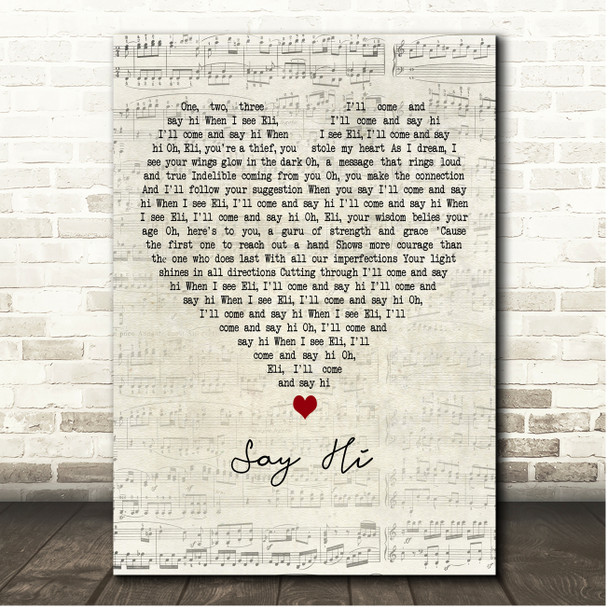 Eddie Vedder Say Hi Script Heart Song Lyric Print
