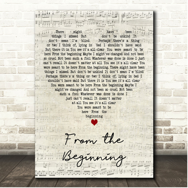 Emerson, Lake & Palmer From the Beginning Script Heart Song Lyric Print
