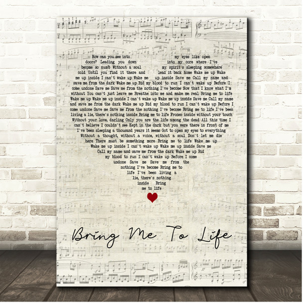 Evanescence Bring Me To Life Script Heart Song Lyric Print Evanescence Bring Me To Life Script Heart Song Lyric Print